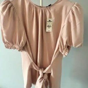 Puff Sleeve Tie Waist Peplum Top